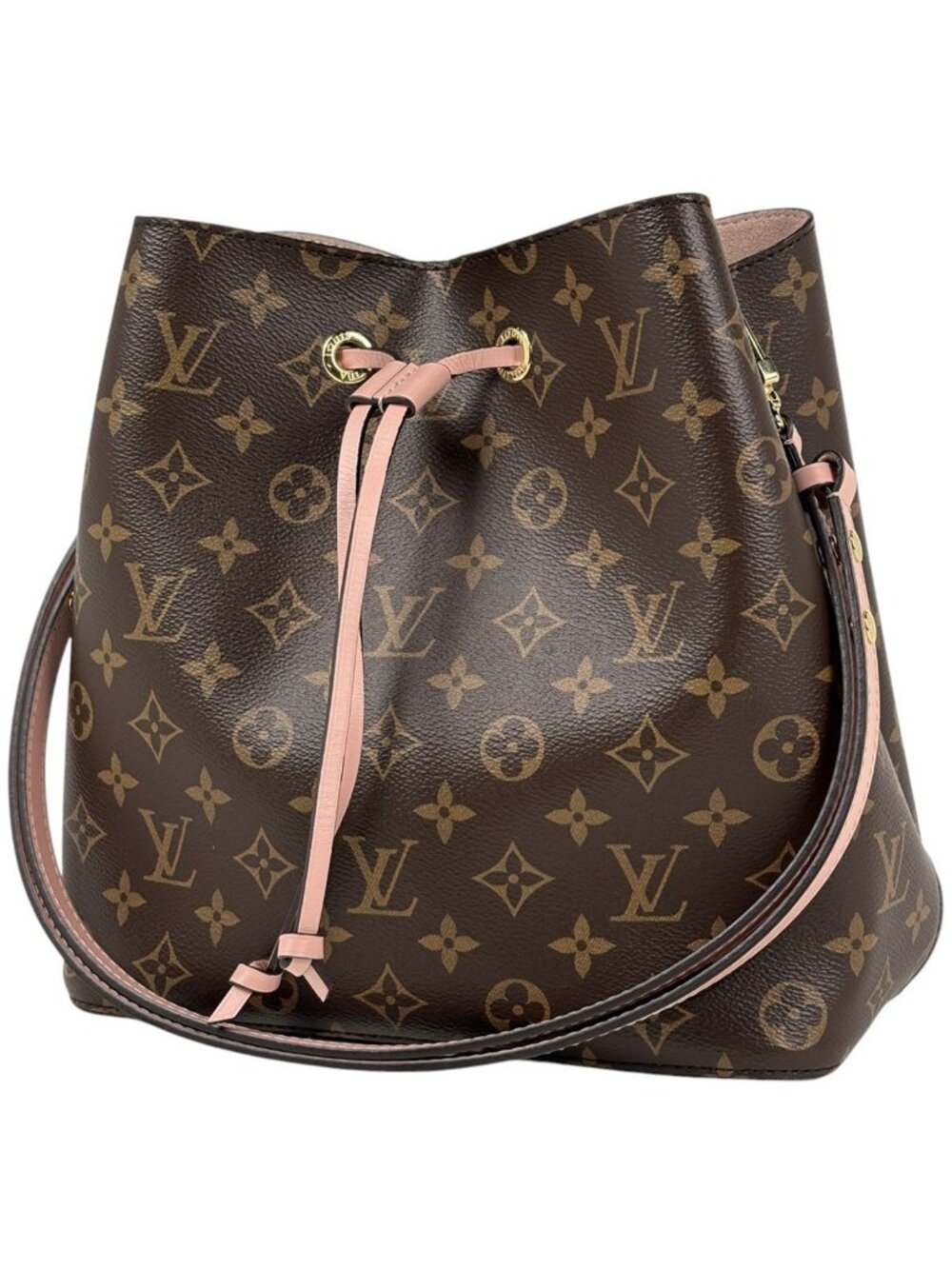 Louis Vuitton Neo Noe Shoulder Bag Drawstring Monogram Rose Poudre Brown
